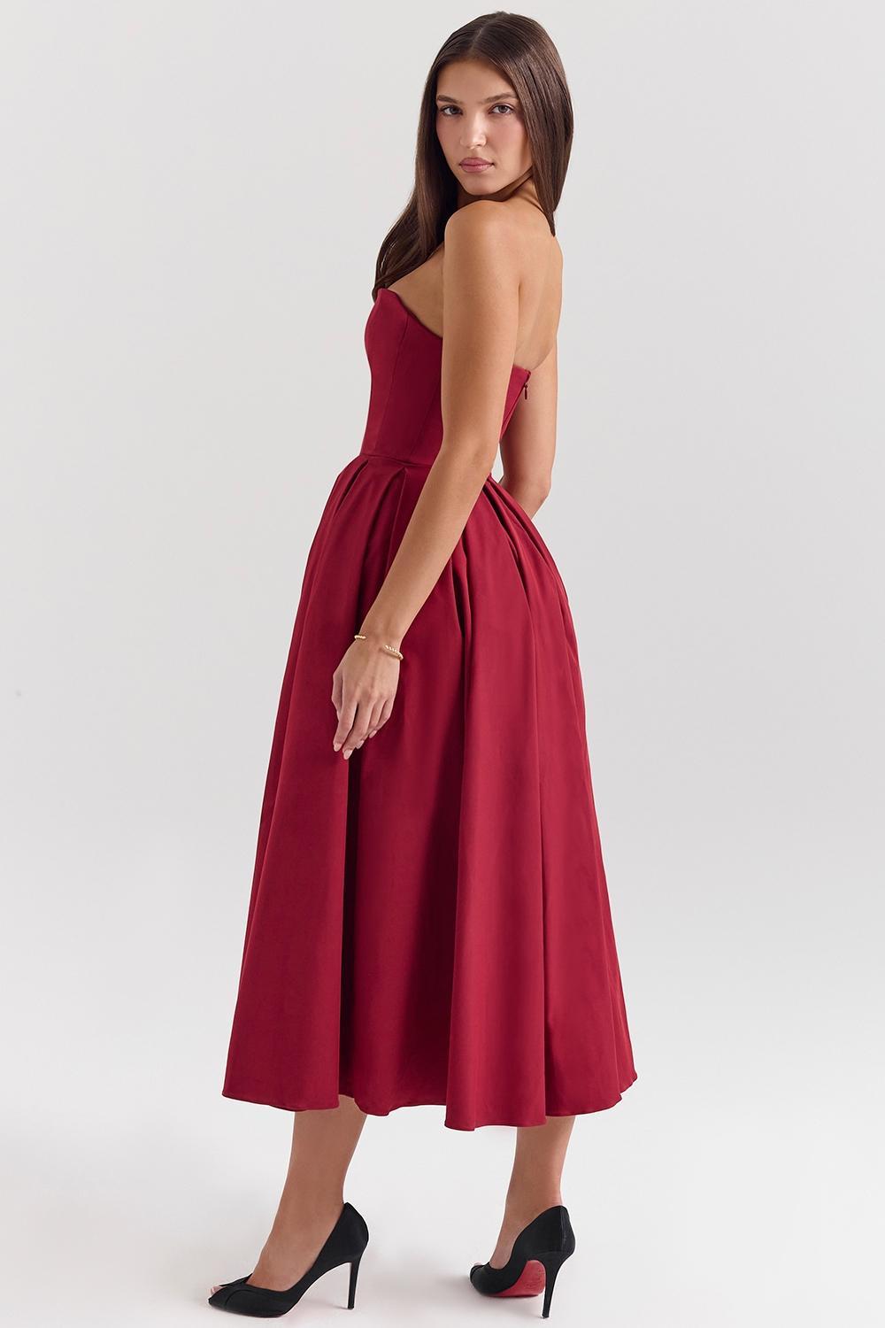 Pandora Berry Strapless Detachable Bow Midi Dress Product Image