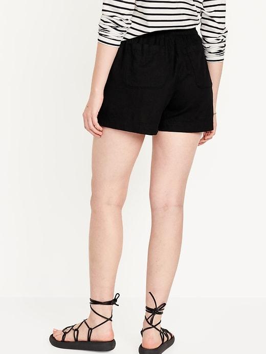 High-Waisted Linen-Blend Pull-On Shorts -- 3.5-inch inseam Product Image