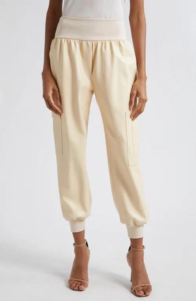 Giles Faux Leather Jogger Pants In Dune Product Image