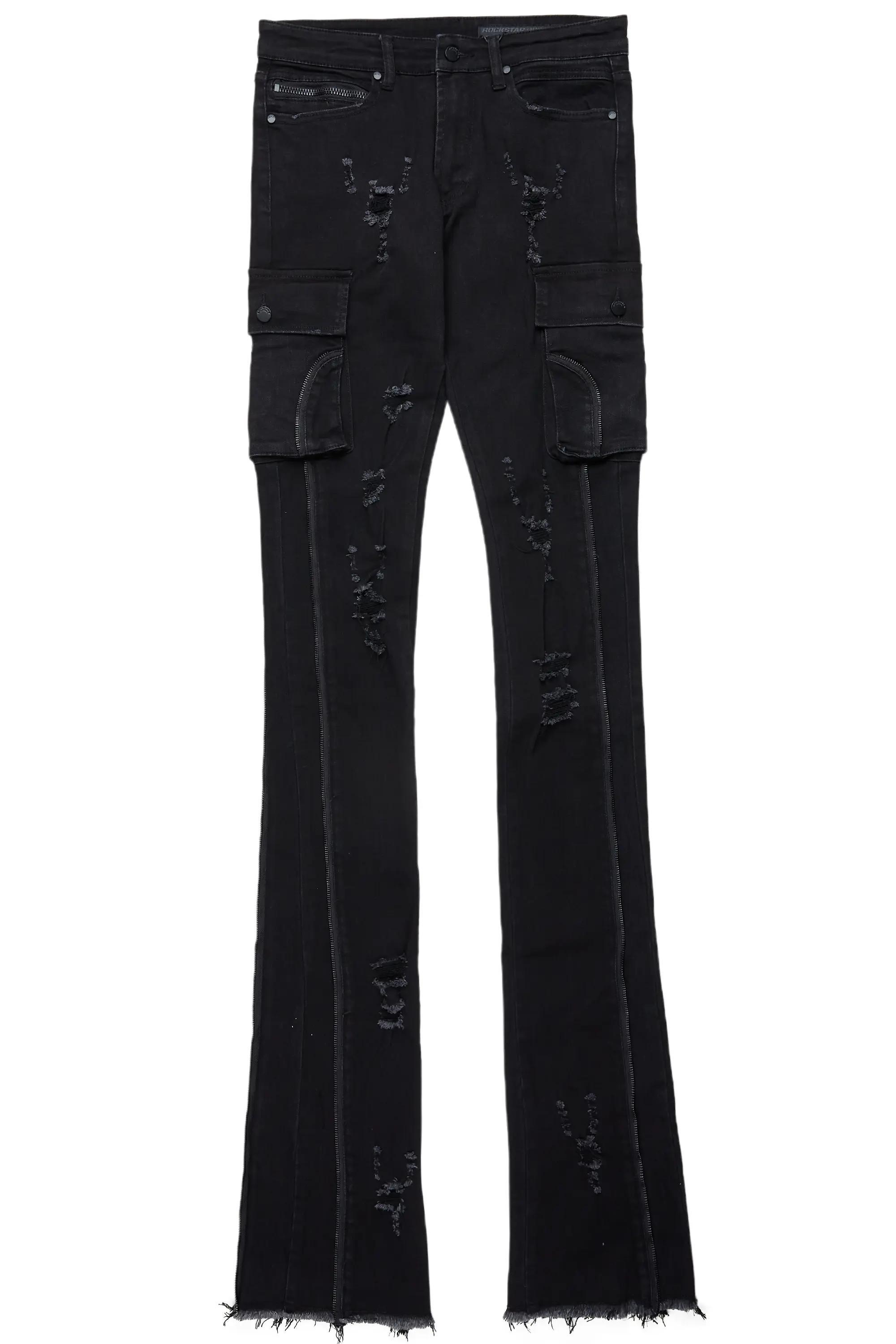 Hutch Black Super Stacked Flare Jean Male Product Image