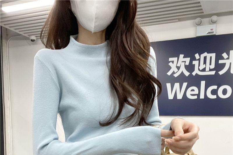 Mock Neck Plain Sweater Product Image