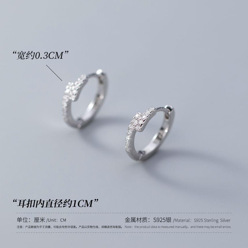 925 Sterling Silver Rhinestone Hoop Earring Product Image