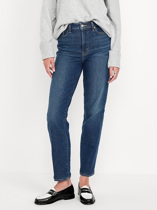 High-Waisted Built-In Warm OG Straight Ankle Jeans Product Image