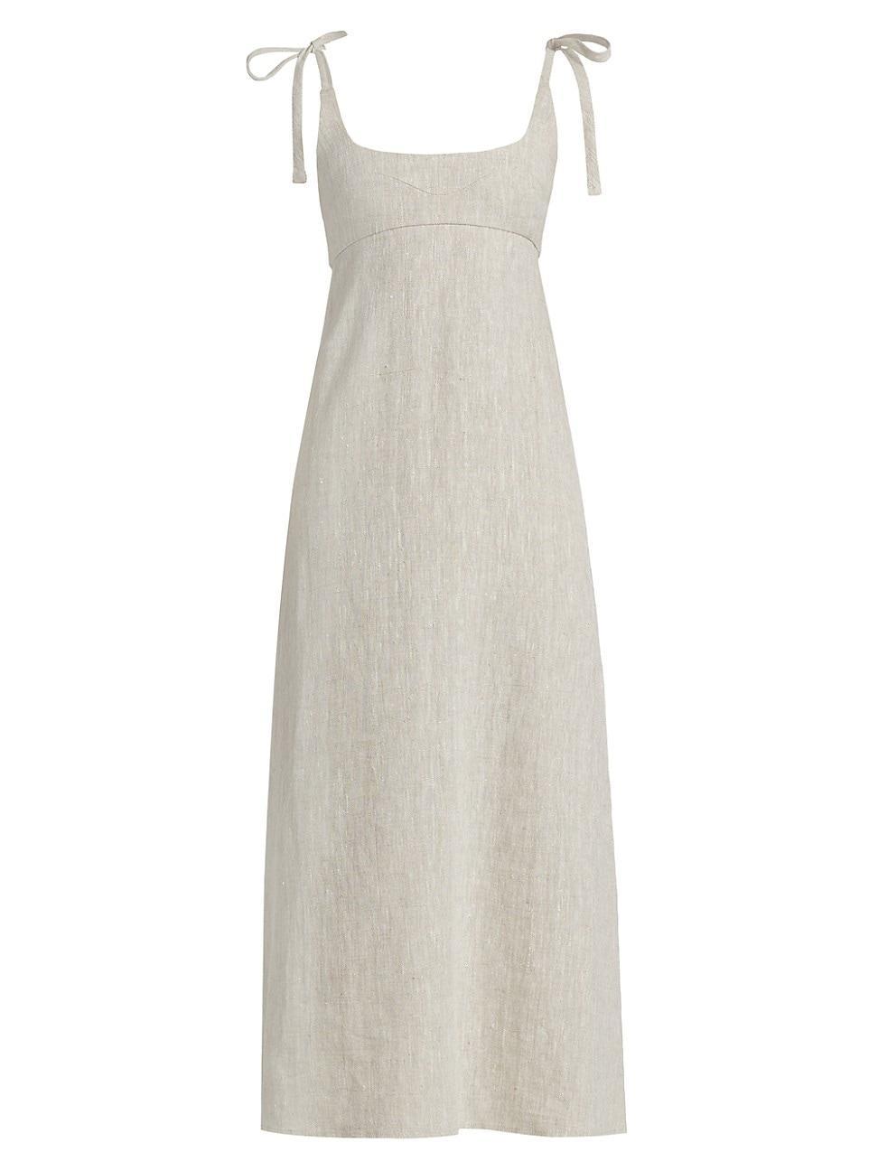 Womens Wave Linen Tie-Strap Midi-Dress Product Image