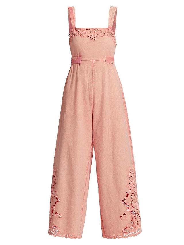 Womens Leighton Cotton Eyelet Jumpsuit Product Image