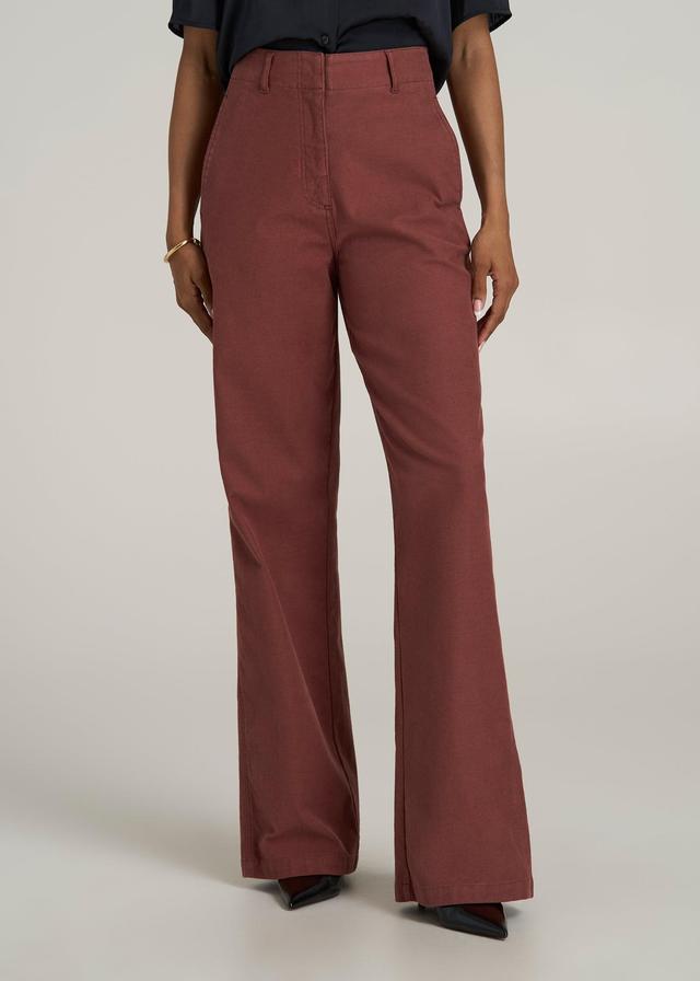 High Rise Wide Leg Flat Front Chino Pants for Tall Women in Intense Rust Product Image