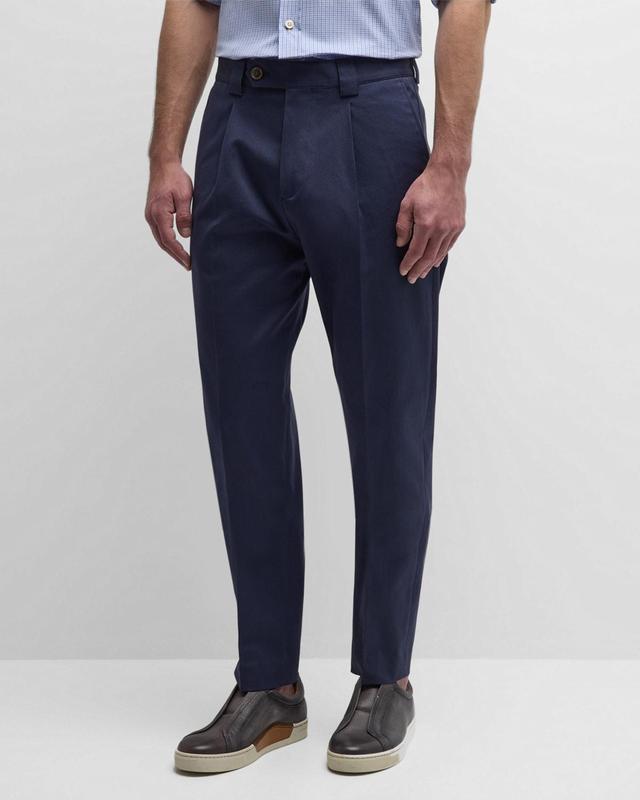 Mens Cotton Pleated Trousers Product Image