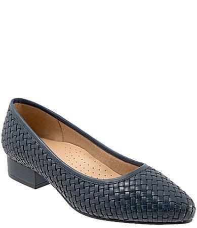 Trotters Jade Woven Leather Block Heel Pumps Product Image