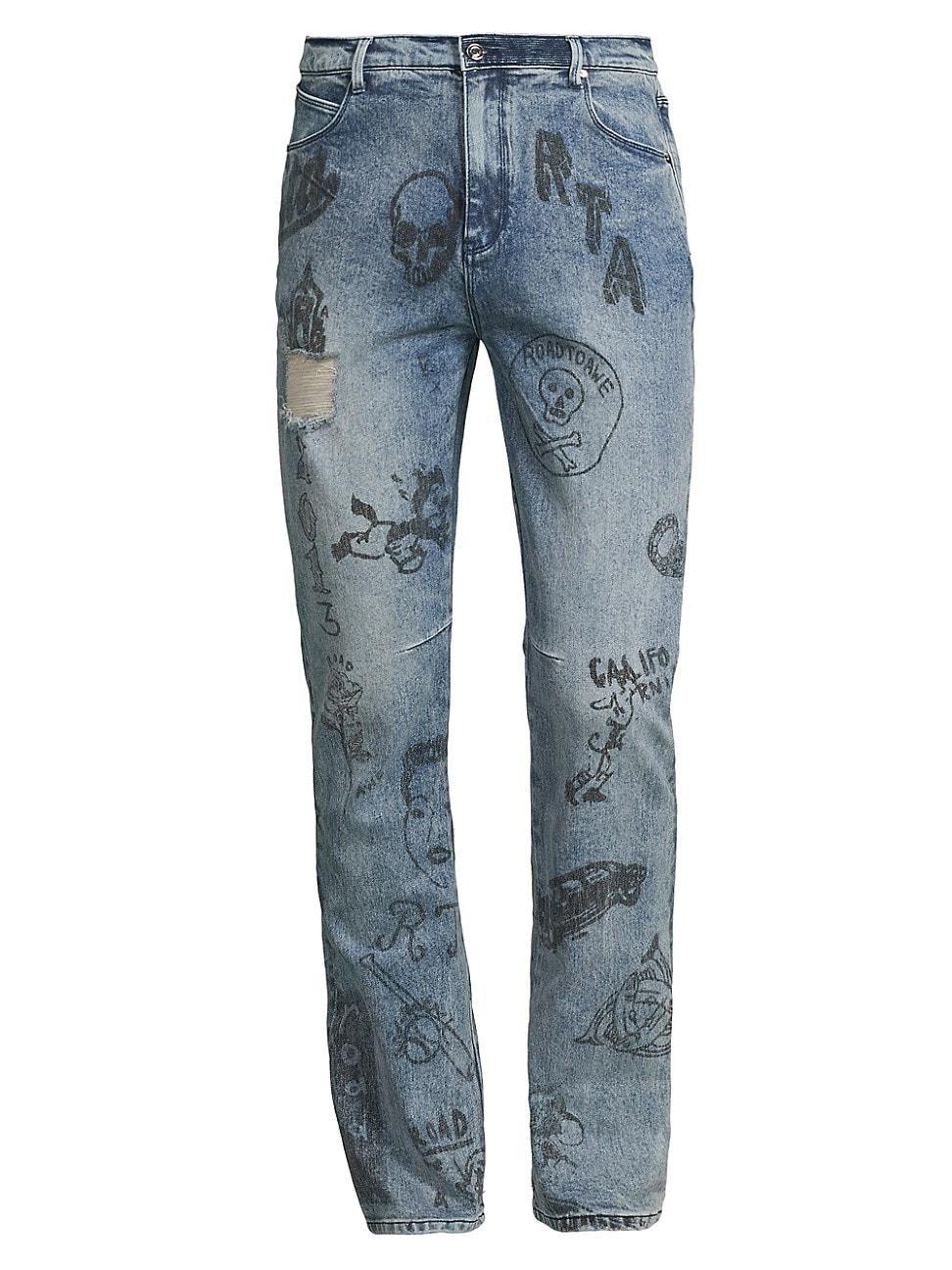 Mens Scribble Mid-Rise Slim Jeans Product Image