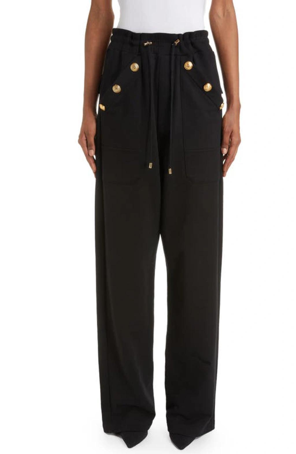 BALMAIN Drawstring Organic-cotton Track Pants In Black Product Image