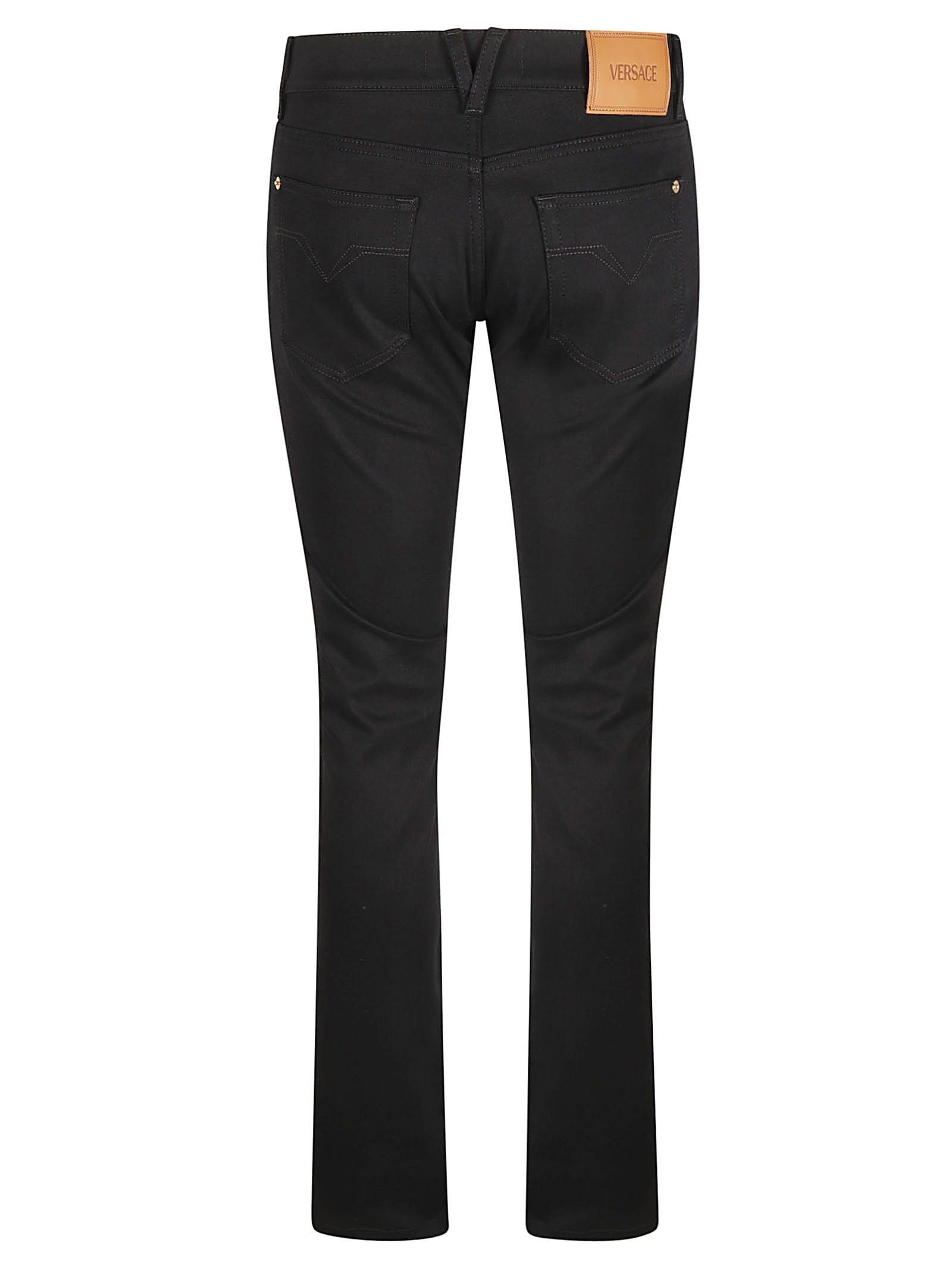 Button Fitted Jeans In Black Product Image