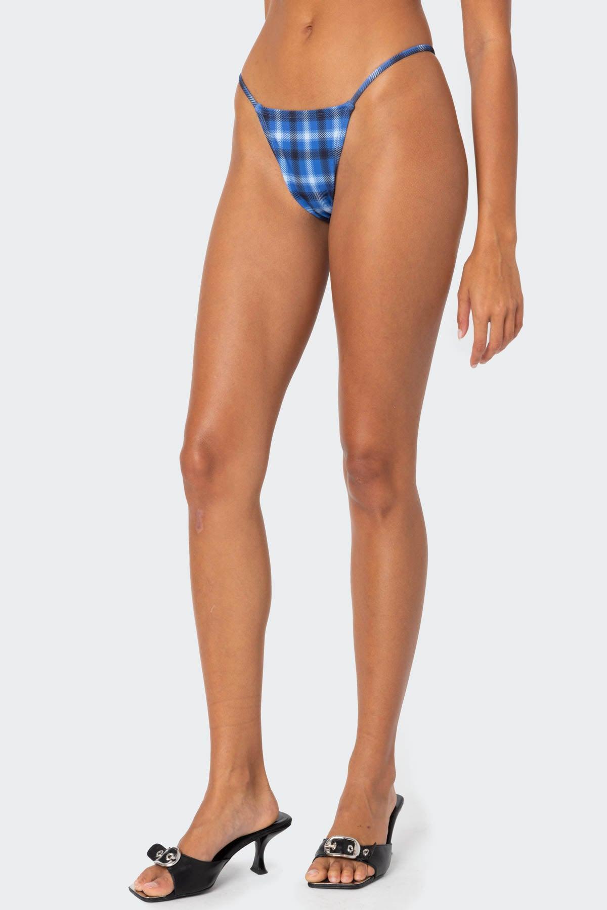 Preppy Plaid String Bikini Bottom Product Image