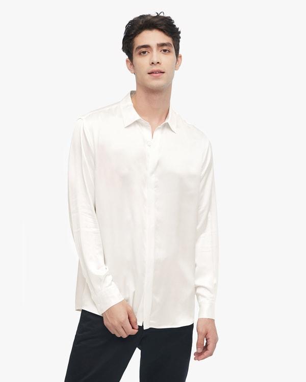 Classic Long Sleeve Silk Shirt For Men Product Image