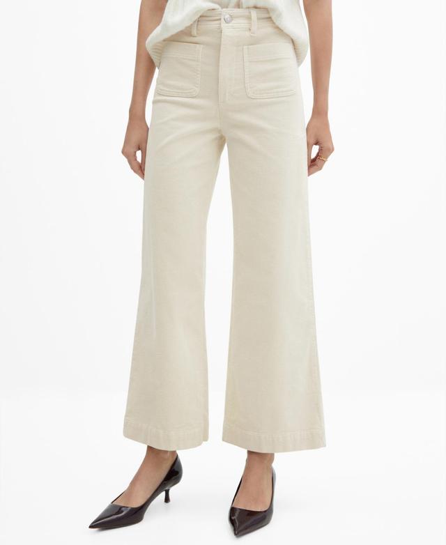 MANGO - Corduroy culotte trousers ecruWomen Product Image