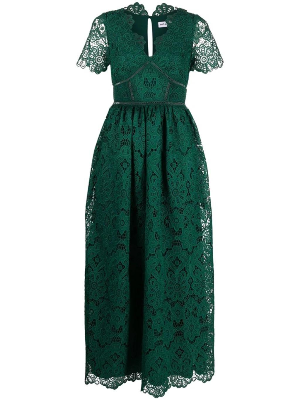 Embroidered V-neck Midi Dress In Verde product image