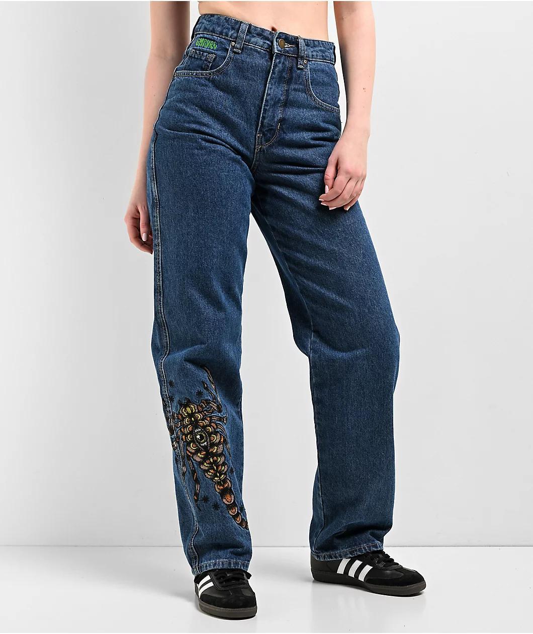 Empyre Tori Scorpion Embroidery Blue Skate Jeans product image