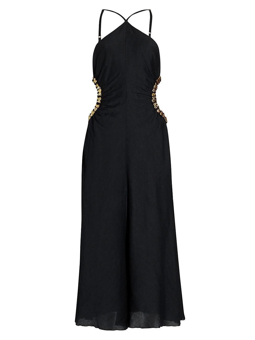 Womens Silvia Embellished Faille Cut-Out Midi-Dress Product Image