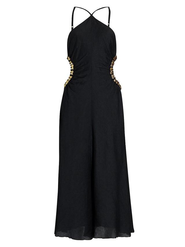 Womens Silvia Embellished Faille Cut-Out Midi-Dress Product Image