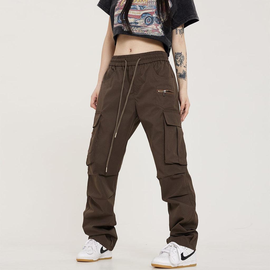 RTK (W) No. 1037 DRAWSTRING MULTI-POCKET STRAIGHT CARGO PANTS Product Image