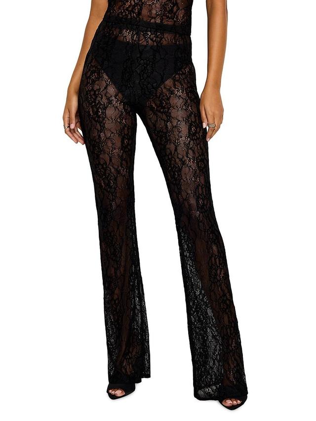 Womens Lace High-Waist Flare Pants Product Image