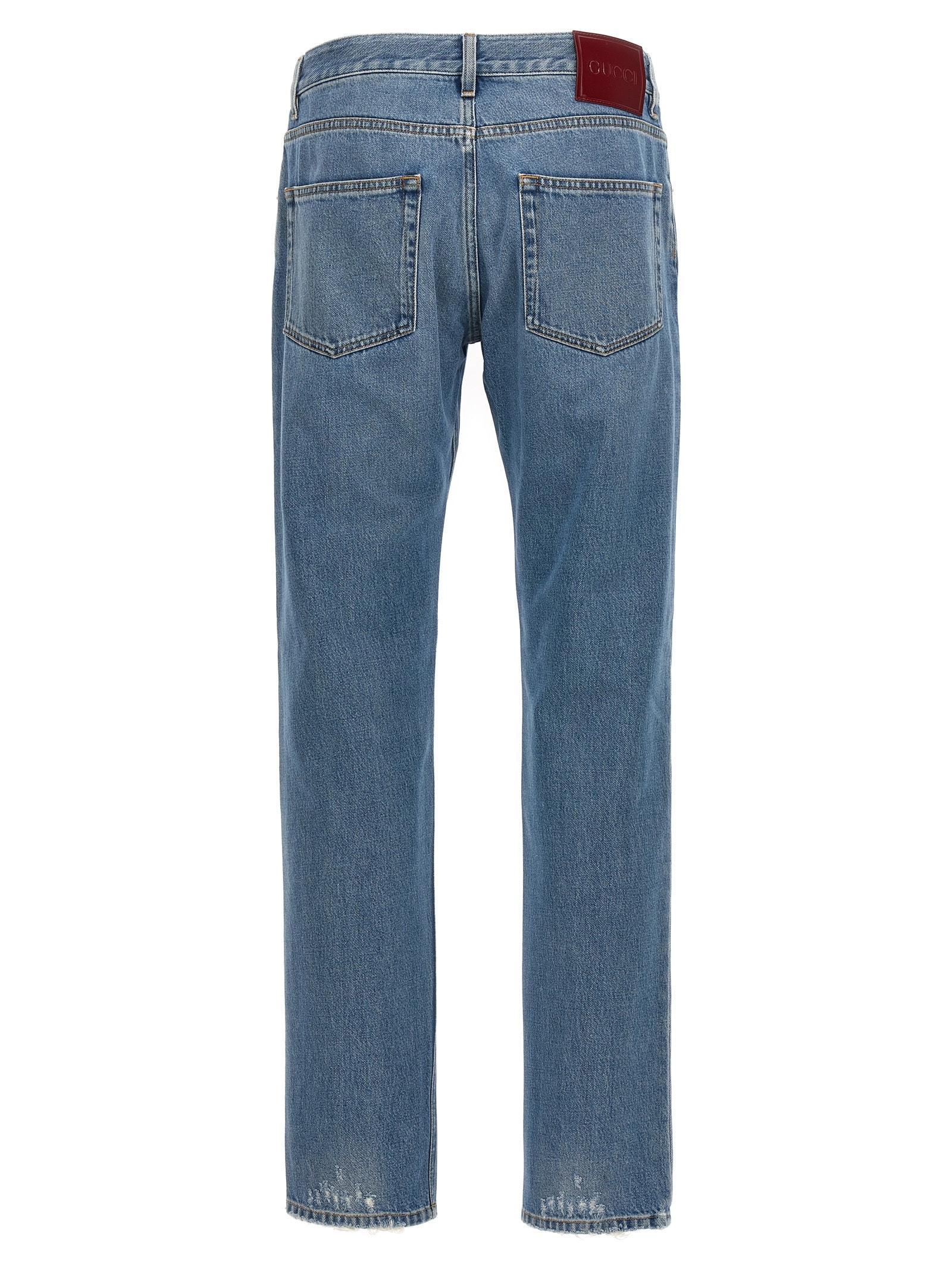 GUCCI Web-stripe Tapered Jeans In Clear Blue Product Image