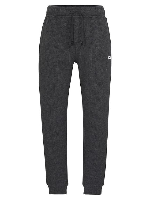 Mens Organic-Cotton-Blend Waffle Tracksuit Bottoms With Logo Product Image