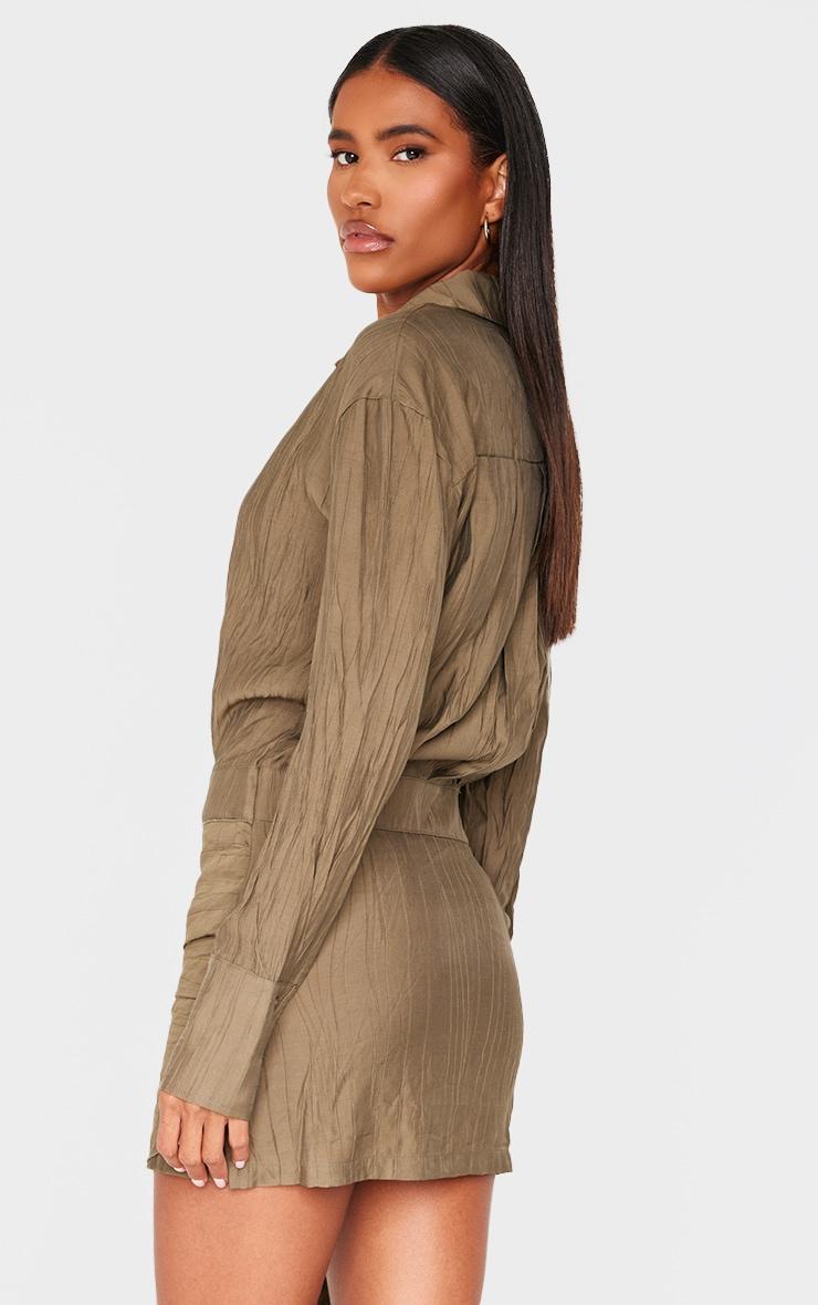 Khaki Tie Detail Shirt Dress Product Image