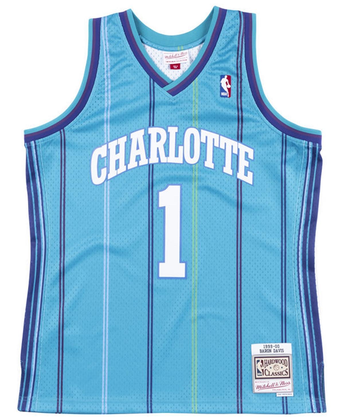 Mens Mitchell & Ness Baron Davis Teal Charlotte Hornets Hardwood Classics Swingman Jersey Product Image