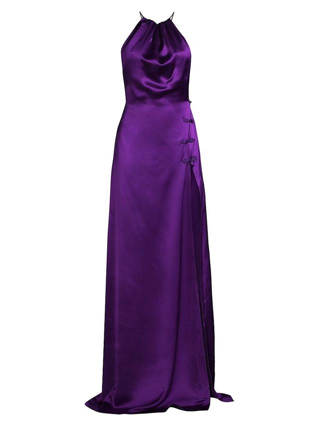 Womens Porter Satin Halter-Neck Gown Product Image