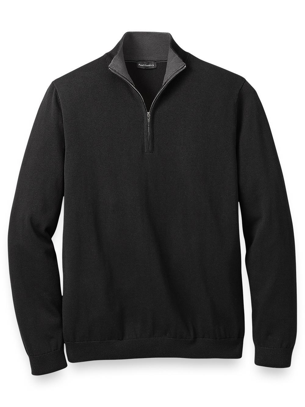 Supima Cotton Zip Mock Neck Sweater Product Image