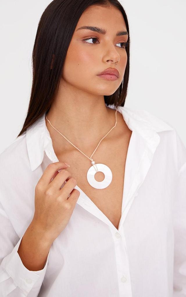 Cream Oval Stone String Necklace Product Image