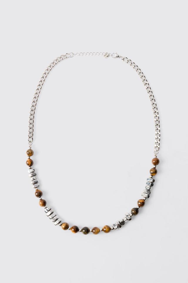 Beaded Metal Chain Necklace | boohooMAN USA Product Image