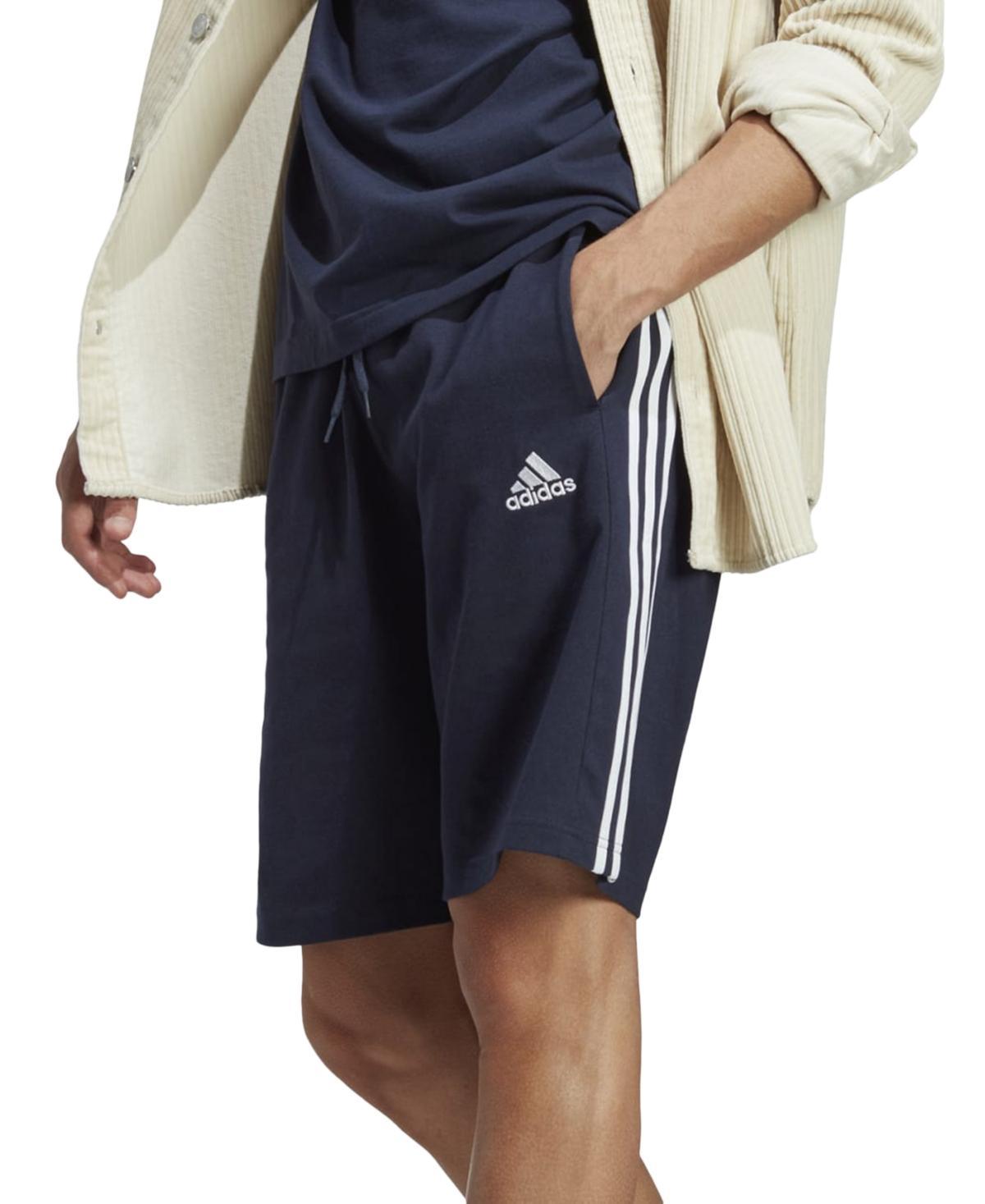 adidas Essentials 3-Stripes Single Jersey Shorts (Medium Grey Heather/White) Men's Shorts Product Image