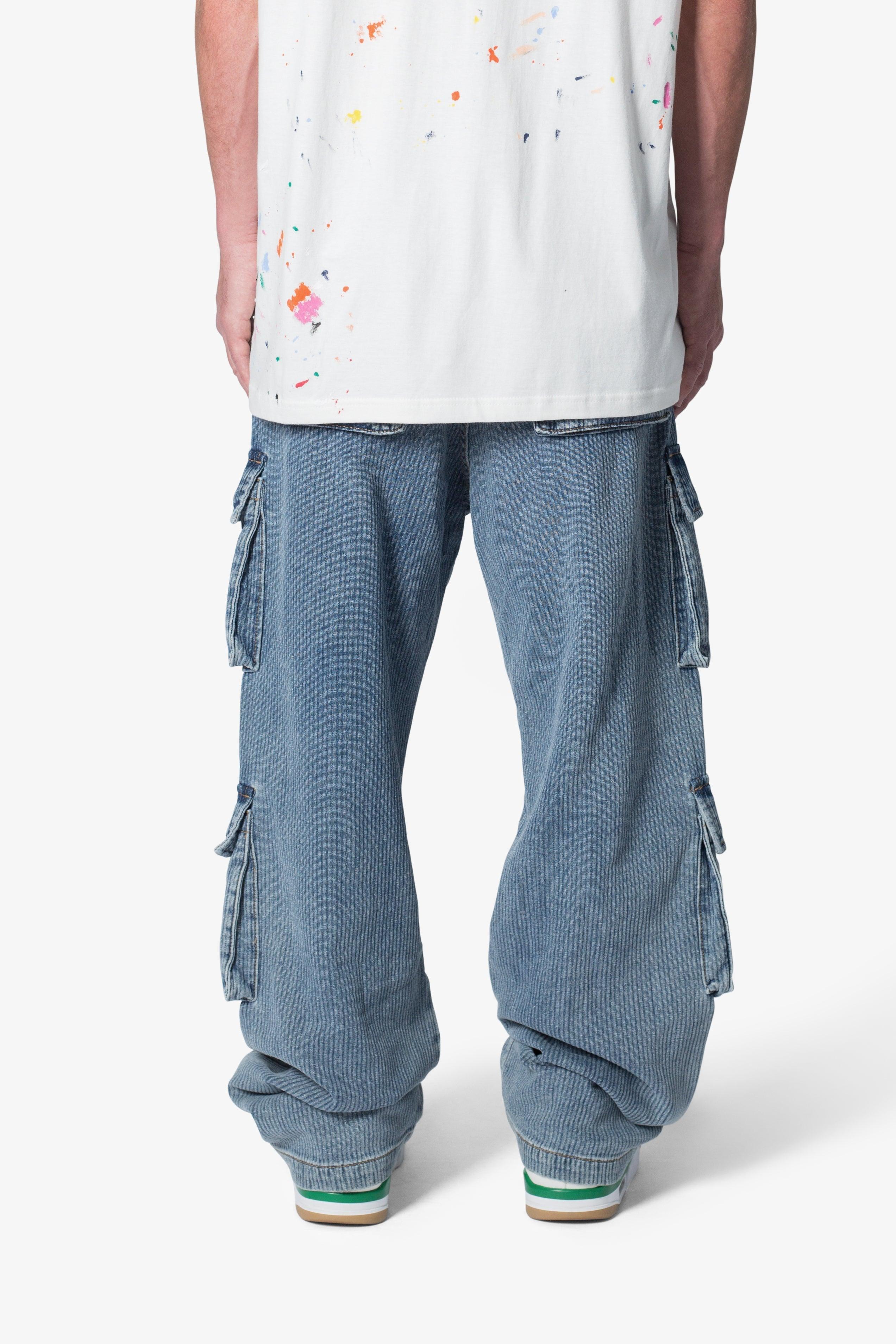 Ultra Baggy Stacked Cargo Pants - Vintage Blue Product Image