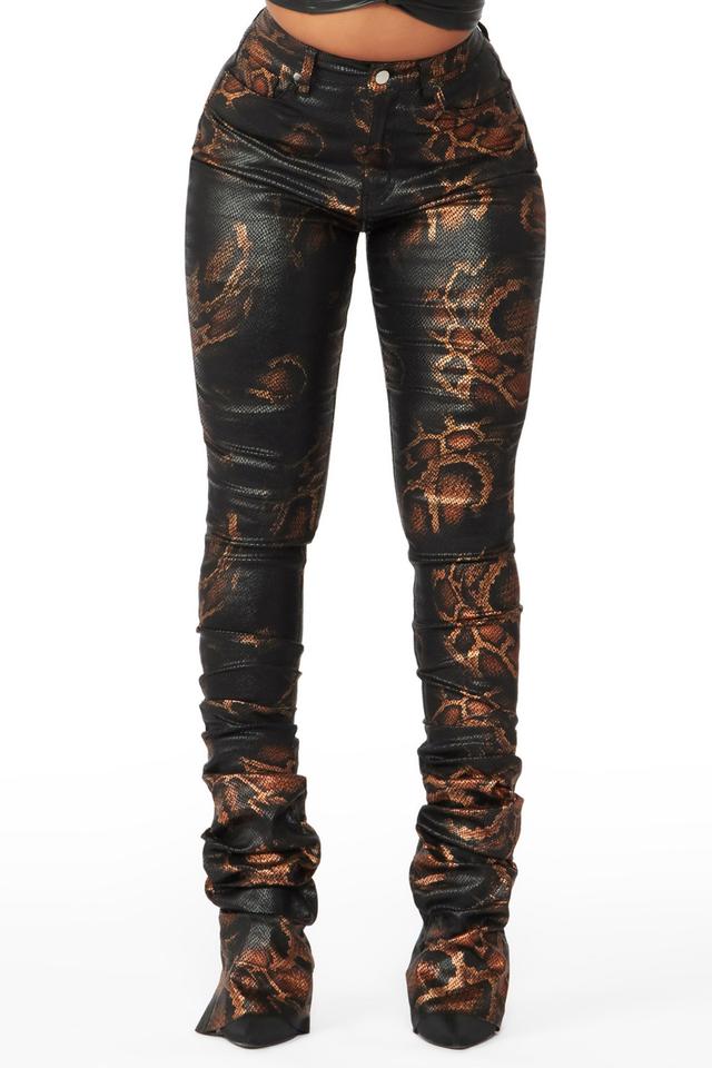 The Drama Snake PU Super Stacked Pant Female Product Image