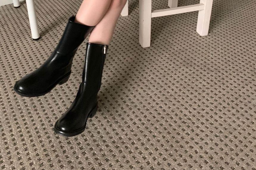 Faux-Leather Short Boots Product Image