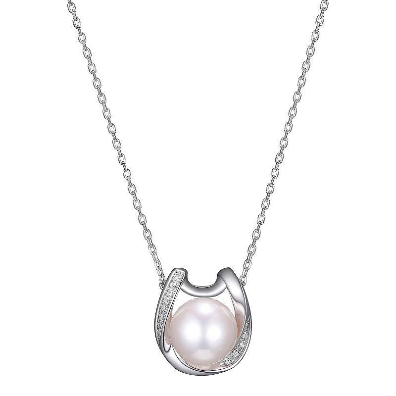 Maralux Sterling Silver Freshwater Cultured Pearl & Diamond Accent Necklace, Womens White Product Image