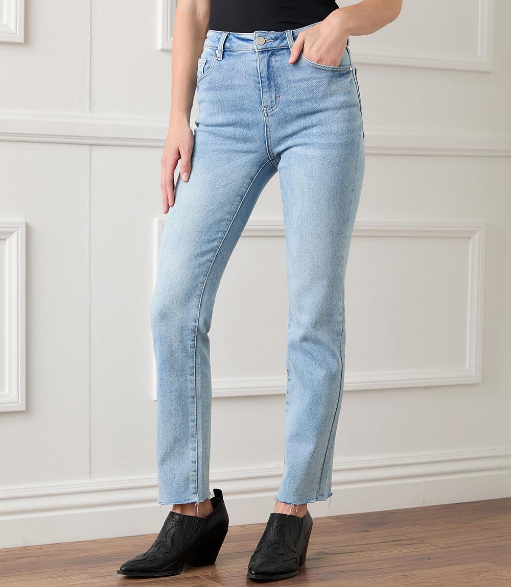 Raw Hem Straight Jeans Product Image