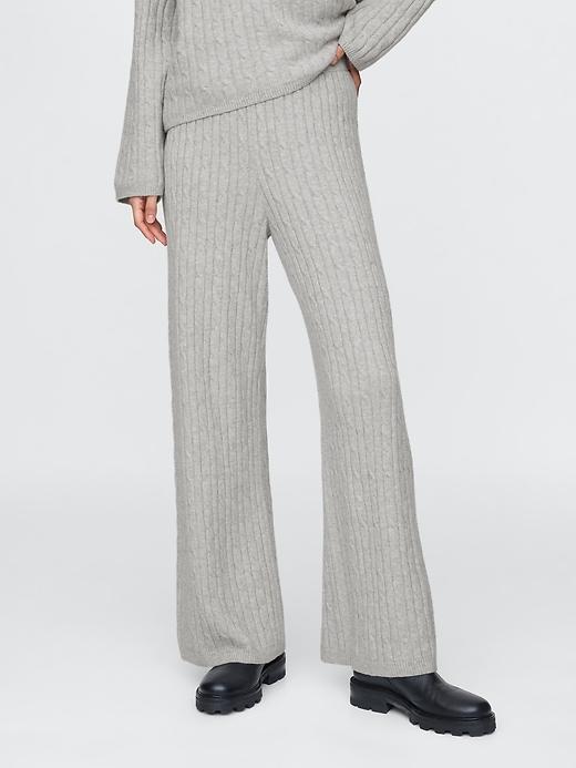 CashSoft Cable-Knit Sweater Pants Product Image