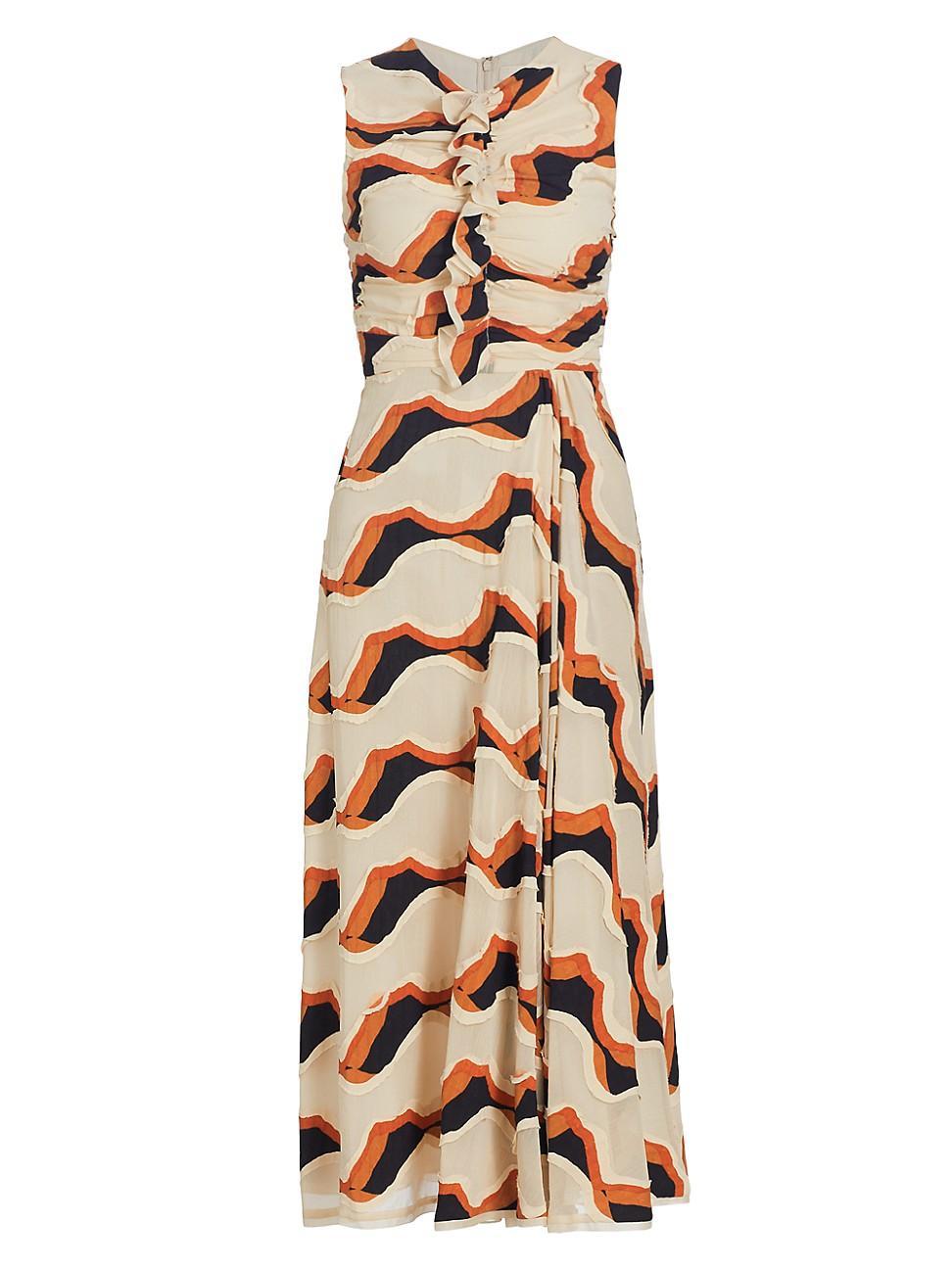 Womens Cruz Stripe Devor Midi-Dress Product Image