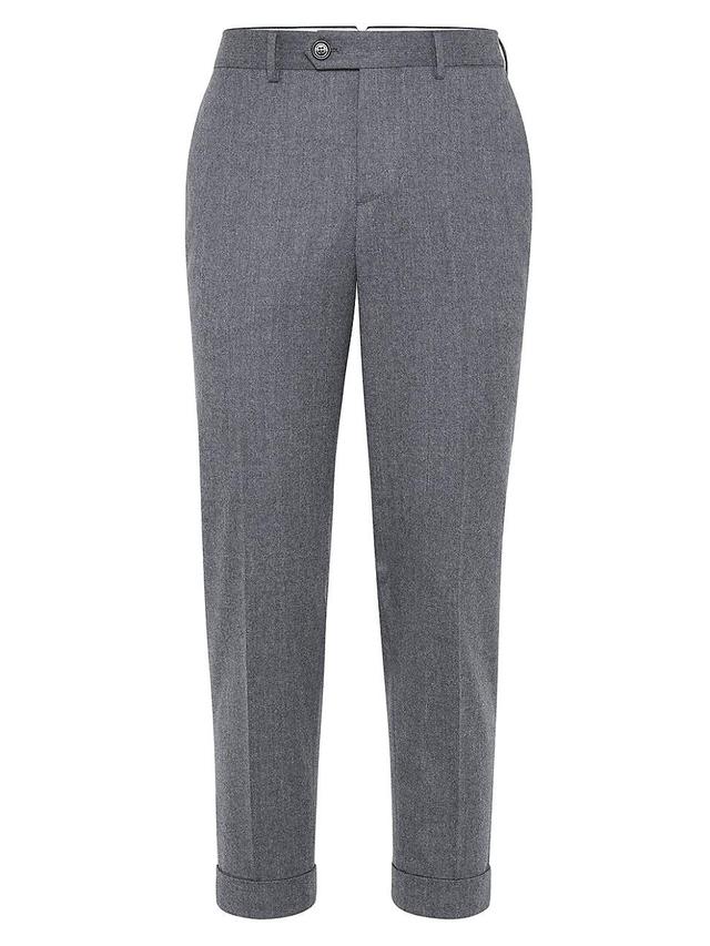 Mens Virgin Wool Flannel Italian Fit Trousers Product Image