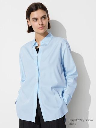 Womens Cotton Shirt Light Blue 2XS UNIQLO US Product Image