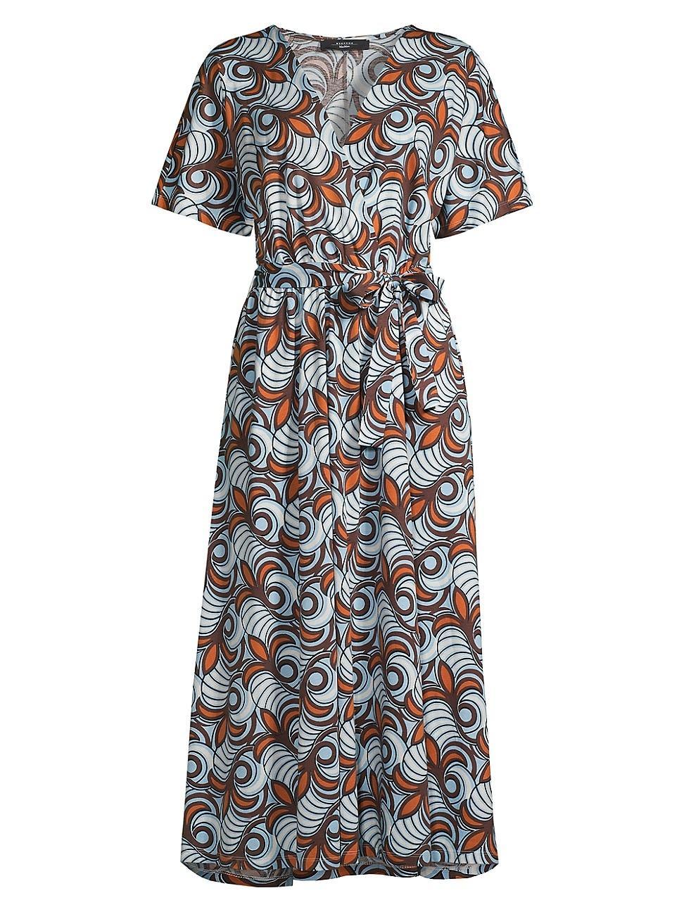 Womens Papiro Cotton Geometric Swirl Midi Dress product image