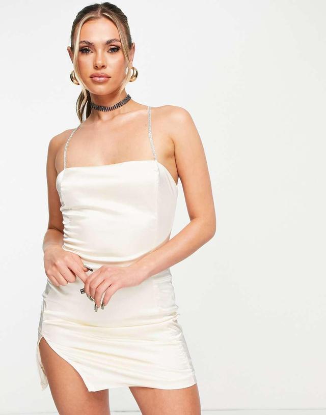 Femme Luxe mini dress with diamante straps in ivory Product Image