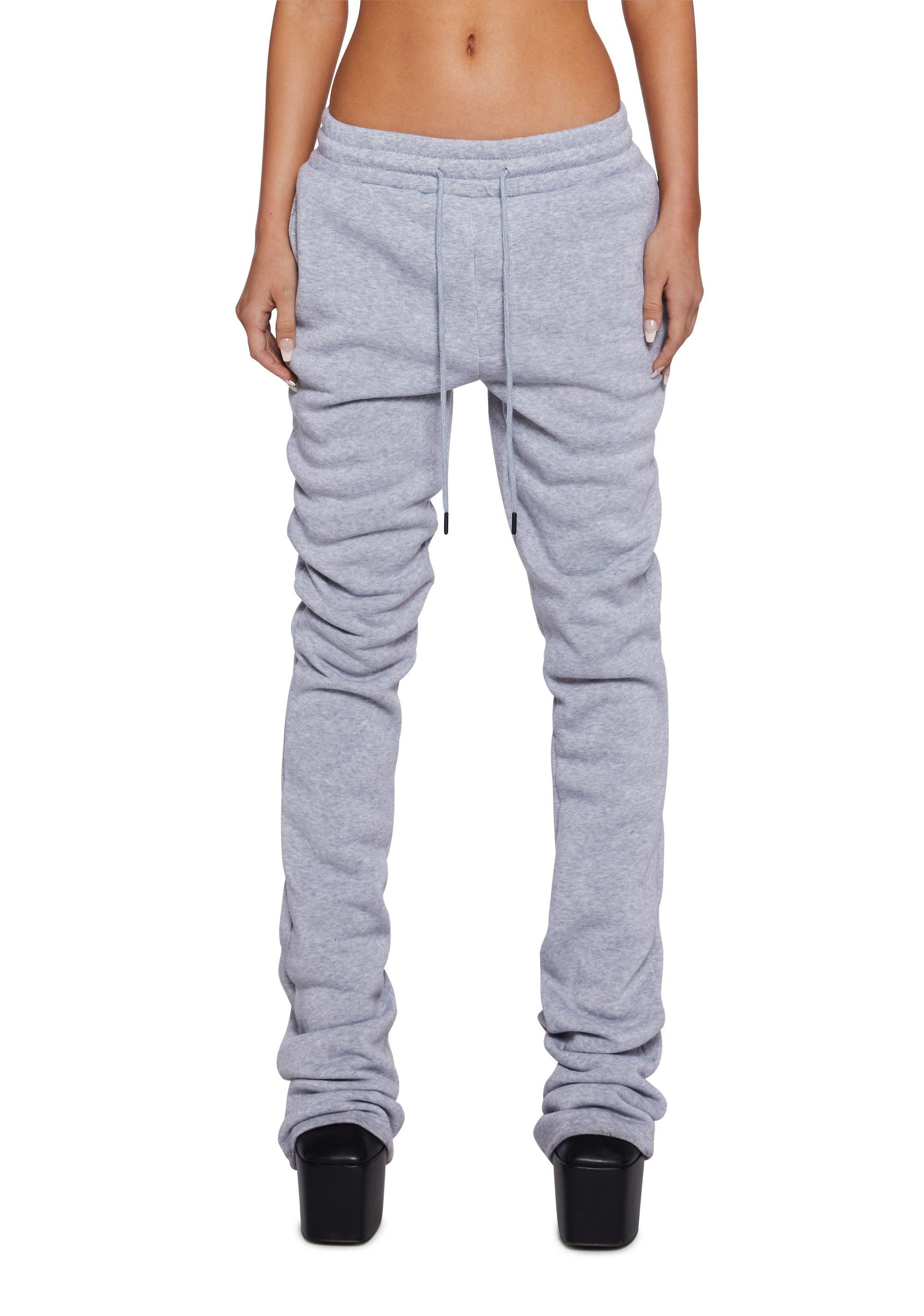 Soft Fleece Flare Leg Pants - Gray Product Image