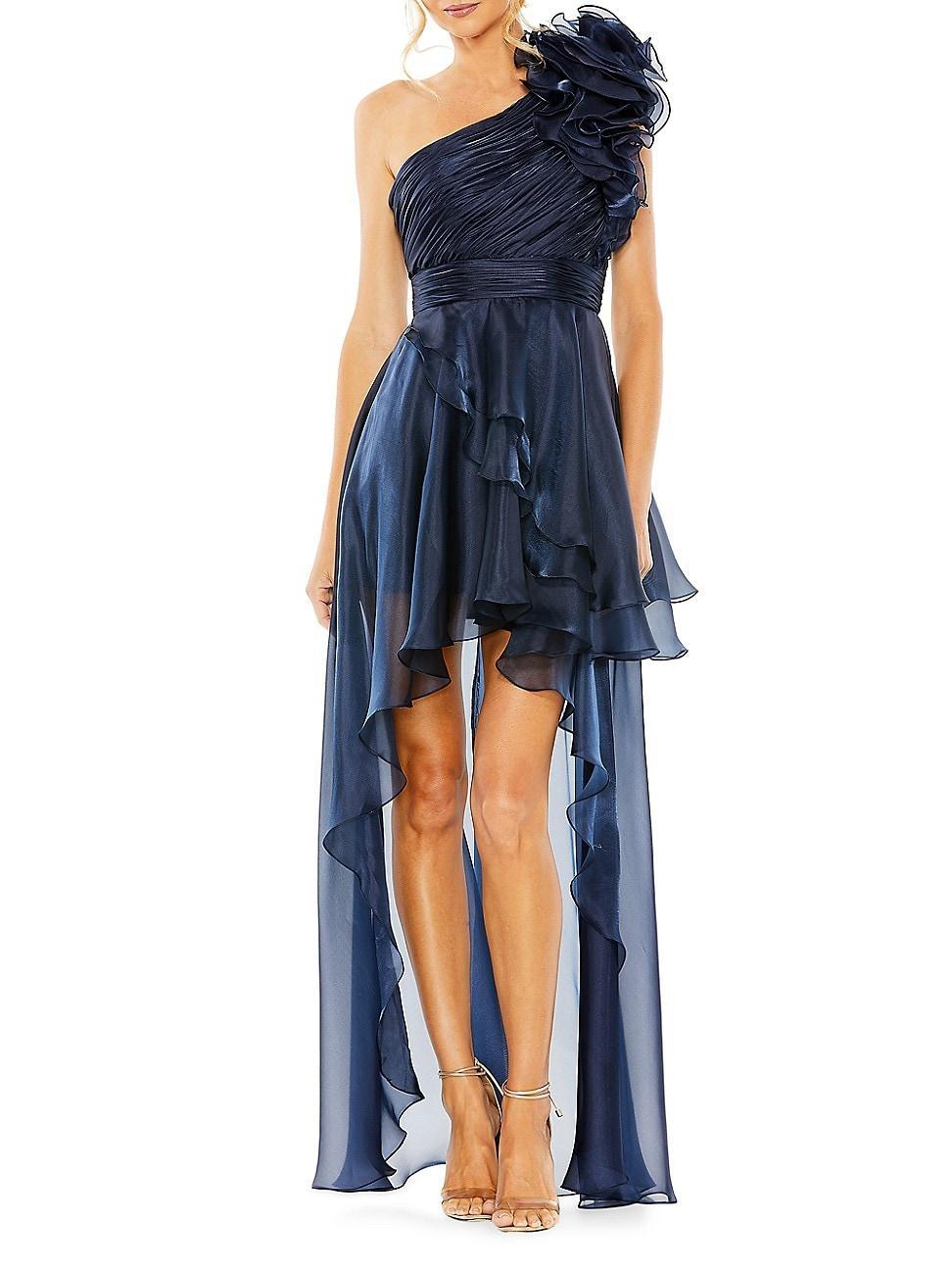 Ieena for Mac Duggal Rosette One-Shoulder High-Low Gown Product Image