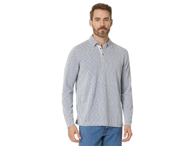 Johnston & Murphy Vintage Slub Long-Sleeve Polo (Indigo) Men's Short Sleeve Knit Product Image