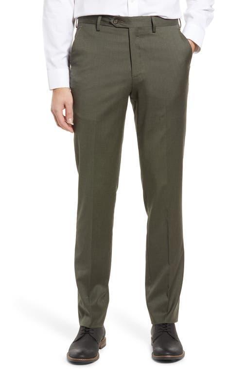 Berle Flat Front Modern Fit Gabardine Stretch Wool Trousers Product Image