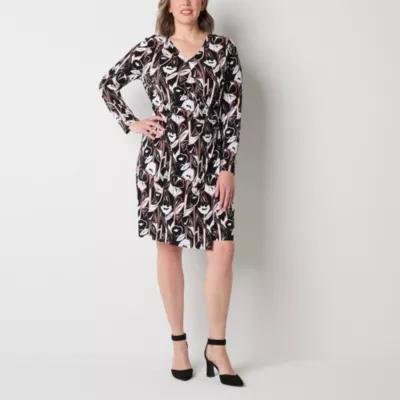 Liz Claiborne Womens Long Sleeve Floral Wrap Dress product image