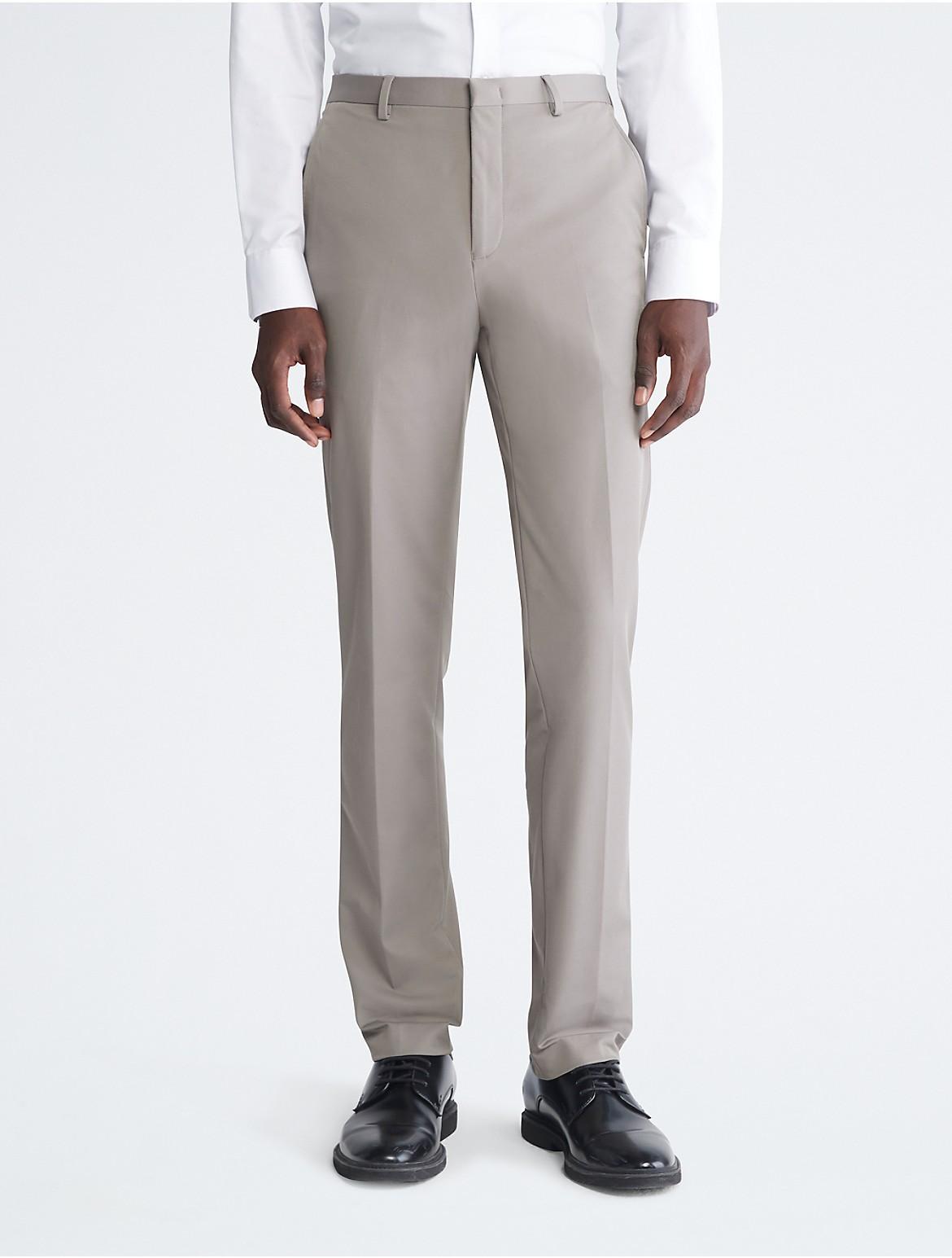 Calvin Klein Mens Tech Slim Fit Taupe Suit Pants - Grey - 34W x 34L Product Image